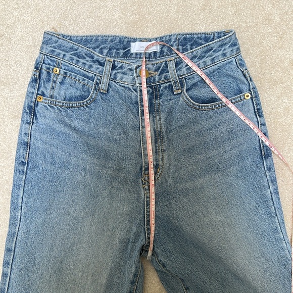 Oak + Fort | High waisted straight leg raw hem jeans - Picture 6 of 8